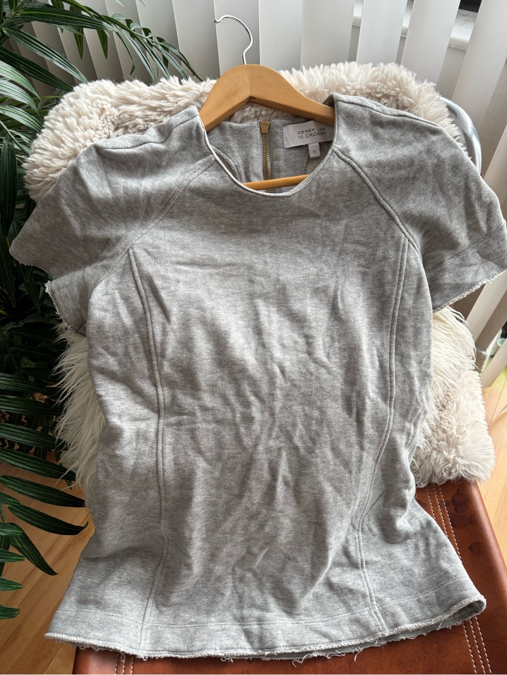 10 Crosby Derek Lam Heather Gray Short-Sleeve Crewneck Top